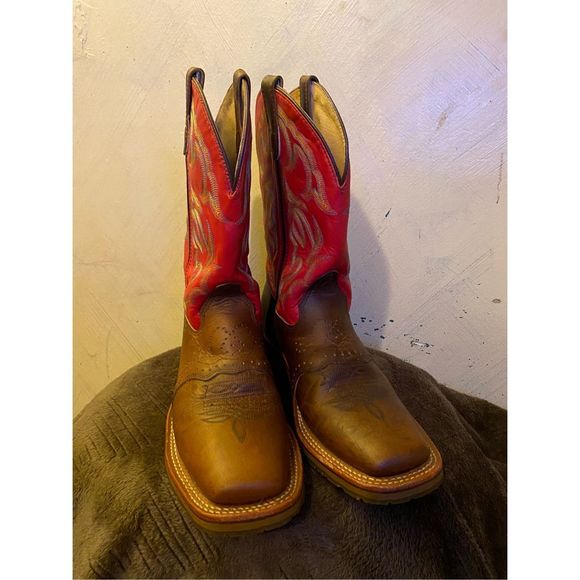 Double-H Roger Square Toe Boot Red sz 9 - Picture 1 of 11